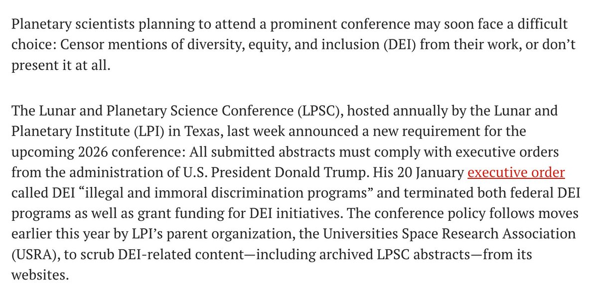 infodocket's tweet image. &apos;This is #Censorship.&apos; Conference Requires Abstracts to Comply With Trump Anti-DEI Order (via @ScienceMagazine) science.org/content/articl…