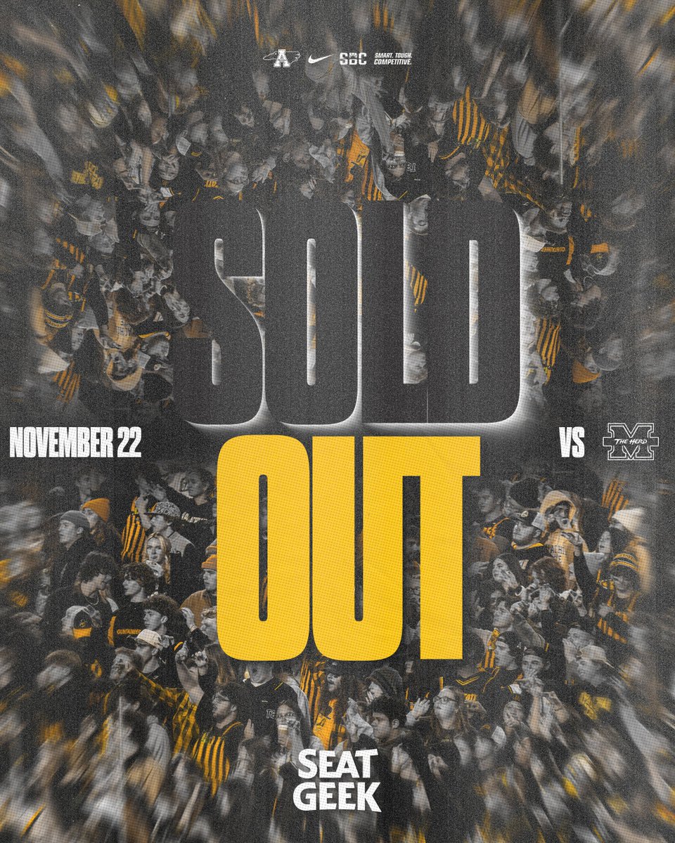 appstatesports's tweet image. Tomorrow’s @AppState_FB game vs. Marshall is 𝗦𝗢𝗟𝗗 𝗢𝗨𝗧.

1️⃣5️⃣ sellouts in the last 1️⃣6️⃣ games at The Rock ⛰️

📰 goapp.st/3JL9C1K

#GoApp #BeatMarshall