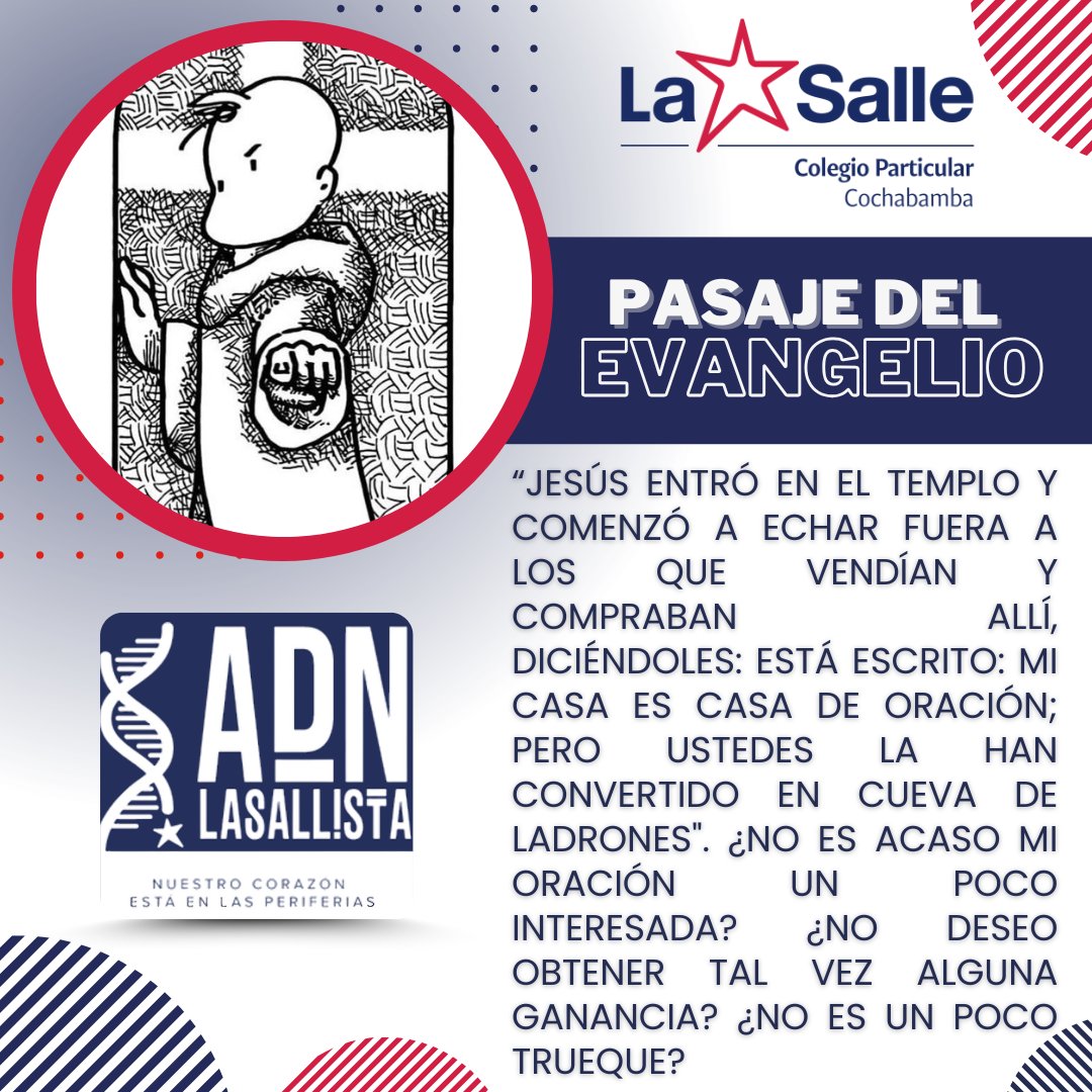 Este pasaje nos recuerda que Jesús nos invita a purificar nuestro interior y a volver a lo esencial. Nos llama a revisar nuestras intenciones y a hacer de nuestro corazón un verdadero lugar de encuentro, oración y verdad.
#SomosLaSalle #ADNLasallista