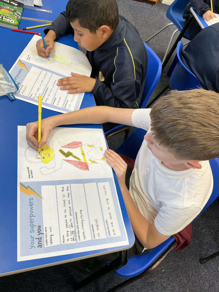 This afternoon, Year 5 are designing their own superhero’s with leadership superpowers. <a href="/BrightLeadLaura/">Laura Higgins</a> ⭐️👏✏️