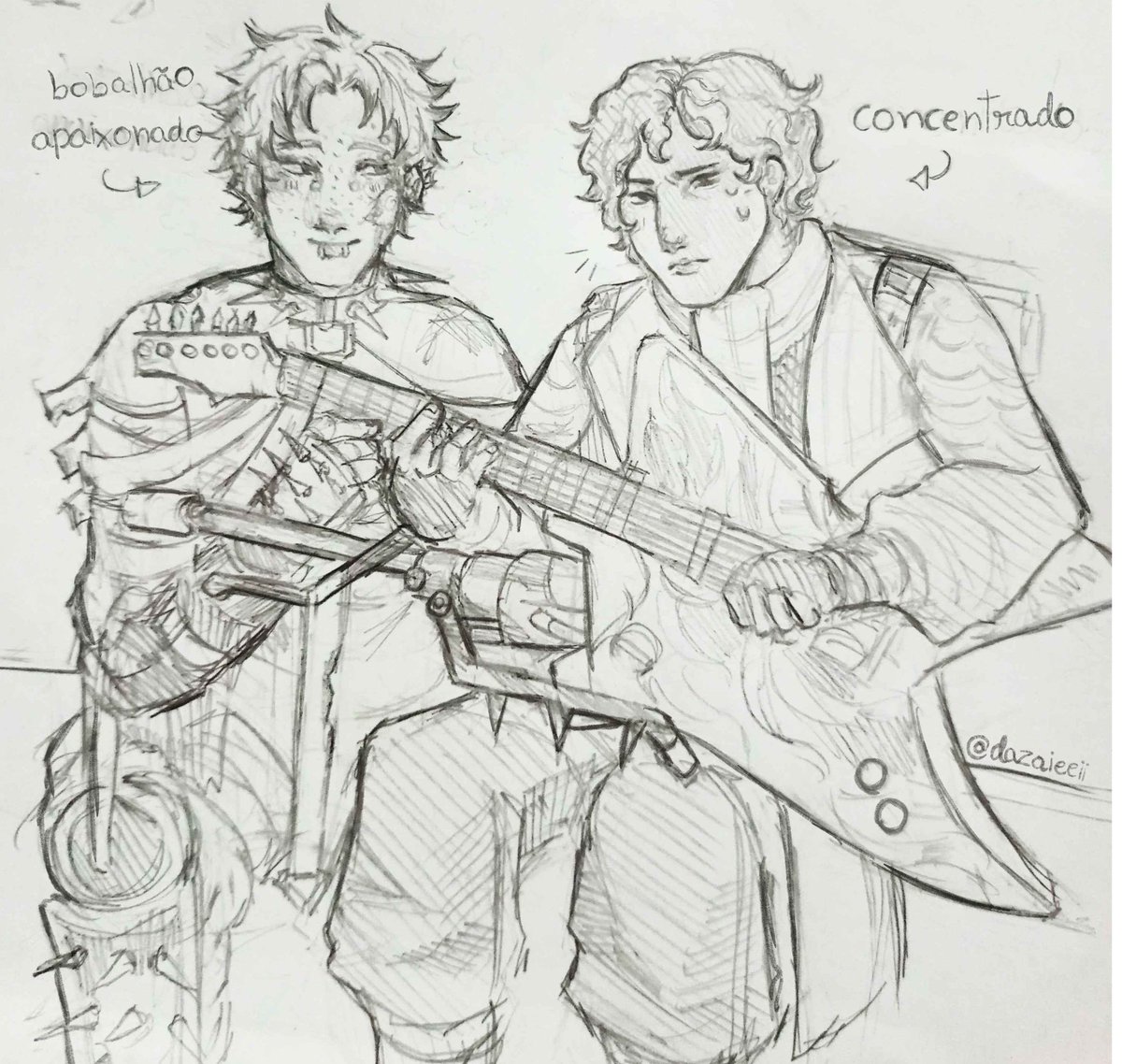 dazaieeii's tweet image. desenho do franco ensinando o pomba a tocar guitarra💥💥 fiz de madrugada, talvez dps eu passo pro digital
#frambo #hexatombe