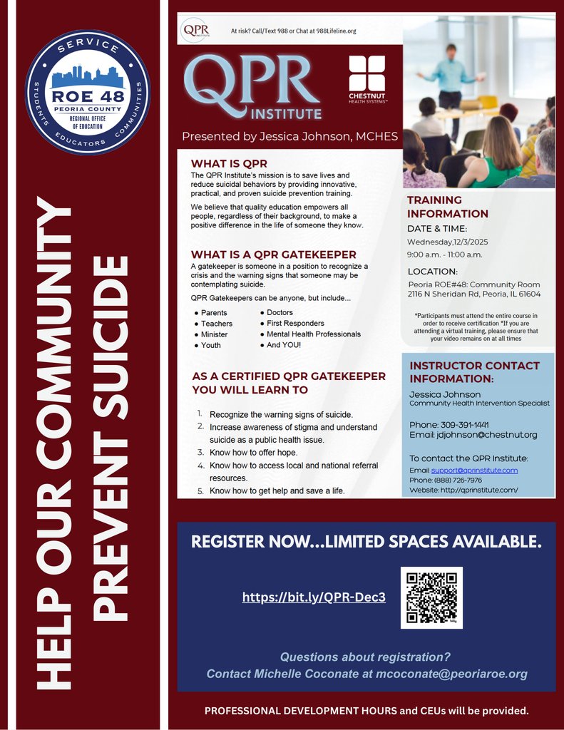 Last chance to register for QPR training on December 3rd - We only have a few spots left!