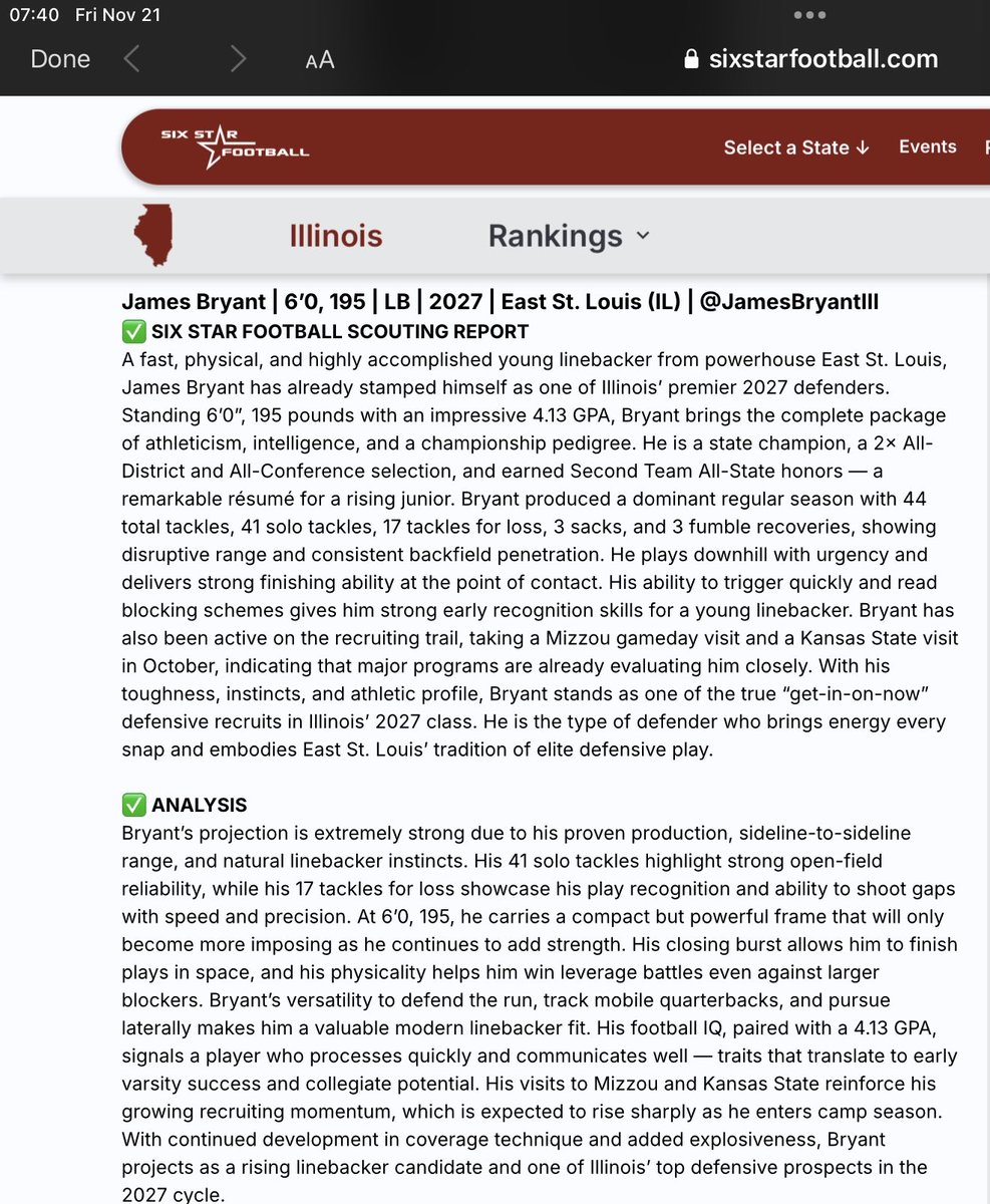 James “Booby” Bryant III C/O 2027 OLB/MLB tweet media