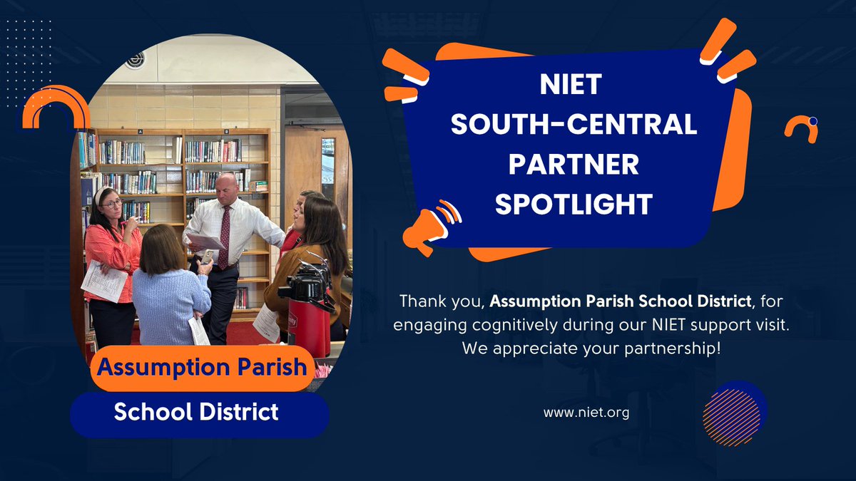 .<a href="/NIETteach/">National Institute for Excellence in Teaching</a> November South-Central Partner Spotlight. Thank you for allowing us to support your journey toward instructional excellence through our partnership. 
<a href="/EastFelSchools/">East Feliciana Public Schools</a>
<a href="/assumptionsupe/">Dr. John Barthelemy</a> 
<a href="/ChristinaHulin/">Christina Hulin</a> 
<a href="/pmpujol/">pujolp</a>