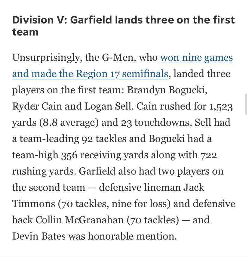 Congrats to these Gmen on receiving all-district honors! 

1st Team:
<a href="/ryder_cain35/">Ryder cain</a> 
<a href="/bogucki_brandyn/">brandyn bogucki</a> 
<a href="/LoganSell83193/">Logan Sell</a> 

2nd Team: 
Jack Timmons
Collin Mcgranahan

Honorable Mention:
<a href="/Devin_Bates2133/">Devin Bates</a>