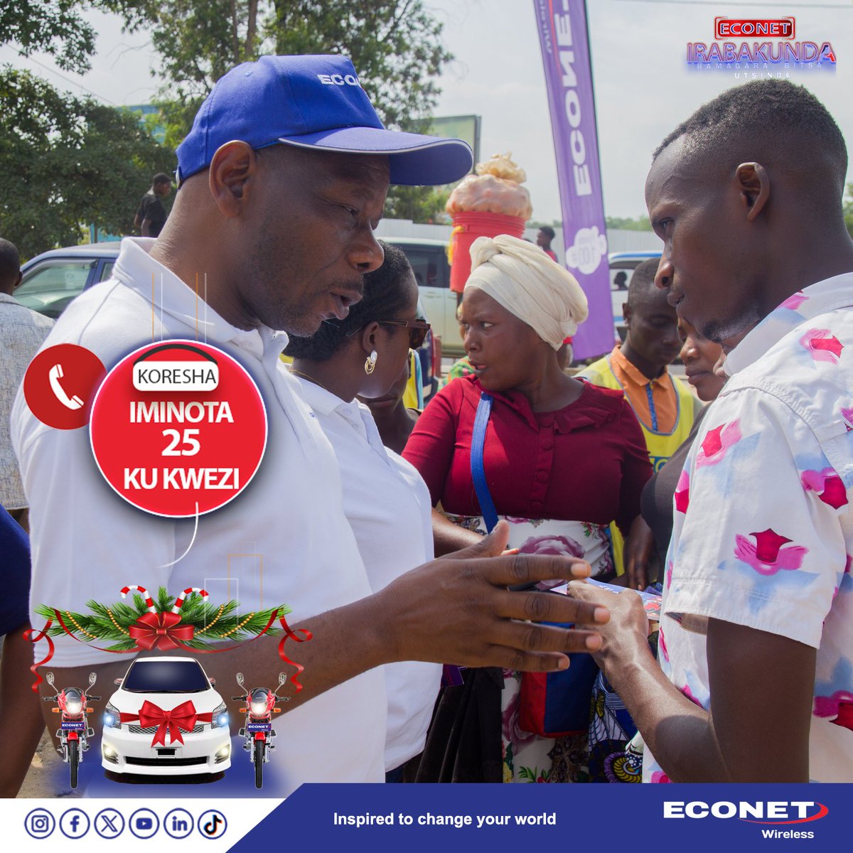 🚀 ECONET IRABAKUNDA IGICE CA GATATU YABASHWAYEMWO! 🎉💙

Uno musi, twatanguje icese tombola igiye kubafasha kurangiza umwaka no gutangura uwundi mu rukundo n’akanyamuneza.🙌📞✨

Nugume uhamagara, urabe amanota kuri *123# 🏆🚗🏍️🏍️

#EconetWirelessBurundi
#IrabakundaPhase3