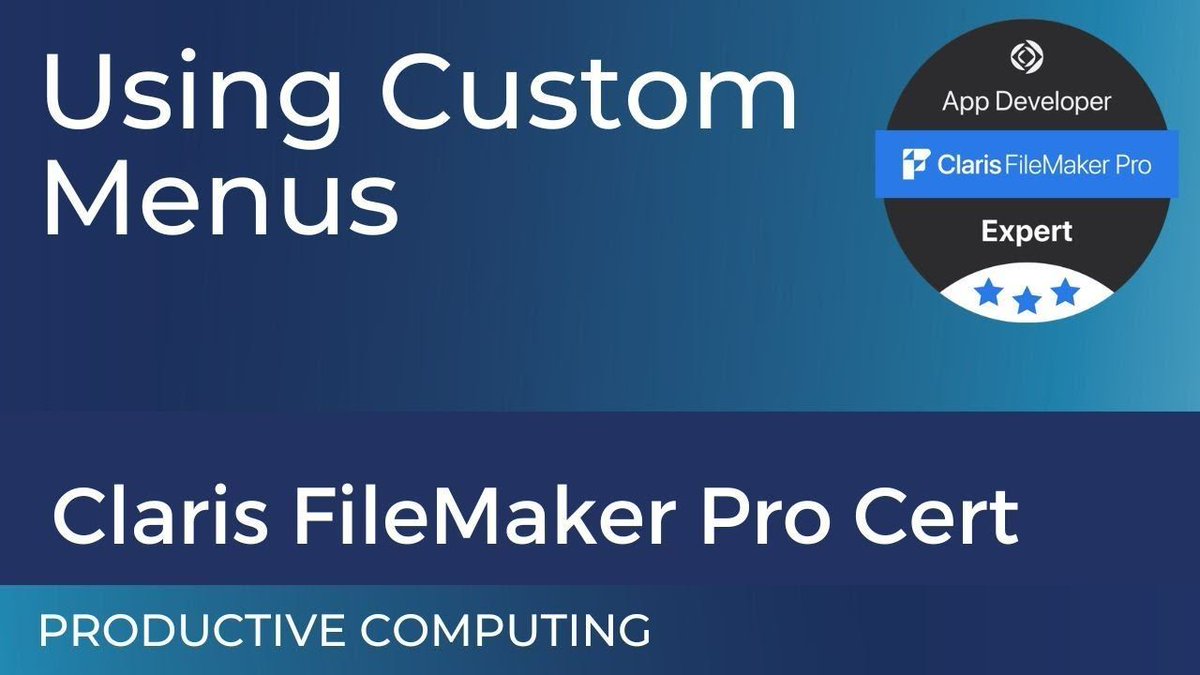 ProdComp's tweet image. Check out this preview of a lesson from the Claris FileMaker Pro Expert course on using custom menus. You will learn how custom menus give you control over what users see, making your FileMaker solution cleaner, safer and easier to use.
buff.ly/PBORoqf 
#Claris
#FileMaker