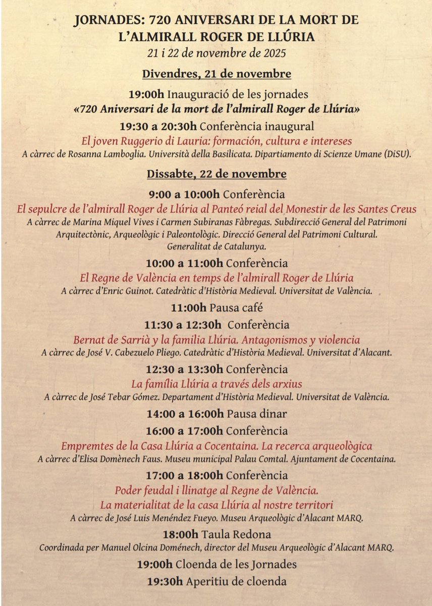 LujuriaFeudal's tweet image. A punt de posar-me en camí cap a Cocentaina per a participar en aquestes jornades sobre Roger de Llúria i la seua segona esposa, Saurina d'Entença, dels quals es compleixen enguany el 720é i 700é aniversari de la seua mort.