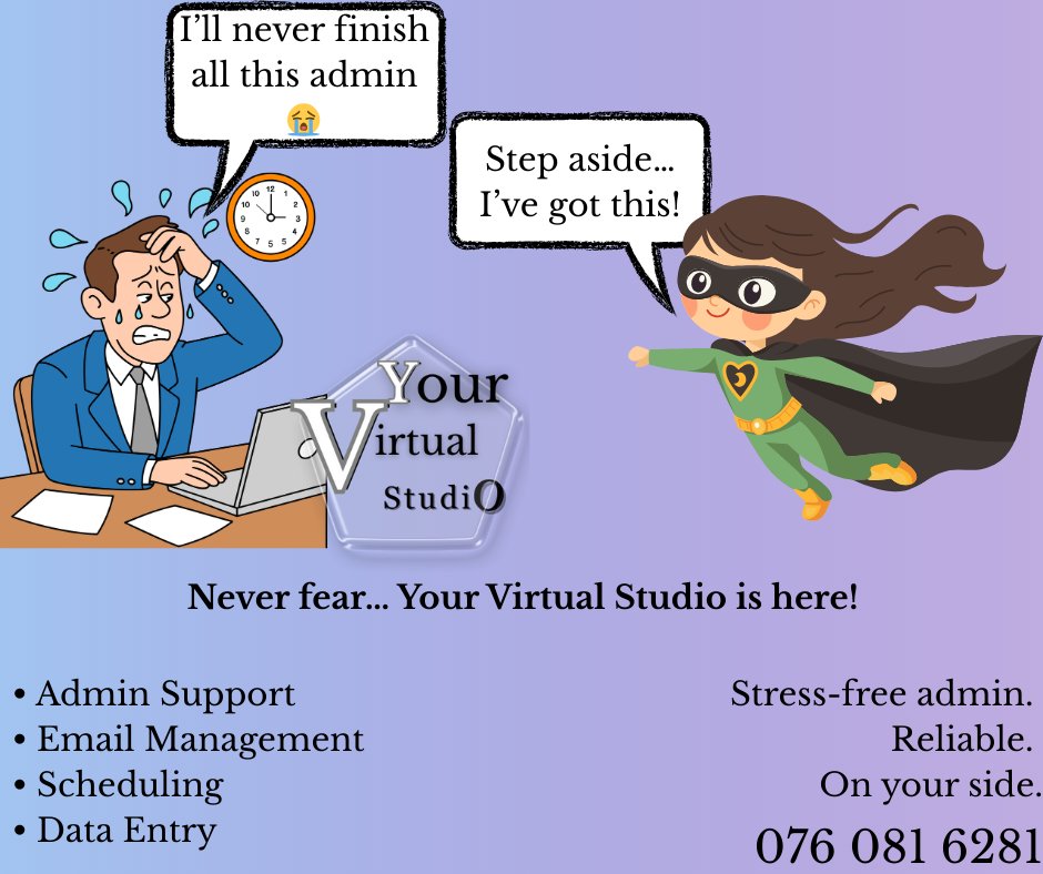 virtuallystudio's tweet image. Overwhelmed with admin?
Your Virtual Studio is here to save the day!
We handle the admin so you can focus on what matters.
 
#YourVirtualStudio #AdminSupport #VirtualAssistant #RemoteAdmin