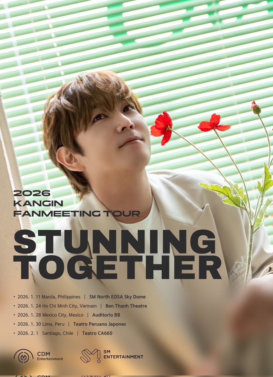 For 2026, let's walk the flower road with KANGIN.
Here's a beautiful way to welcome the new year: join KANGIN at this first-ever world tour, 2026 KANGIN FANMEETING TOUR: STUNNING TOGETHER.