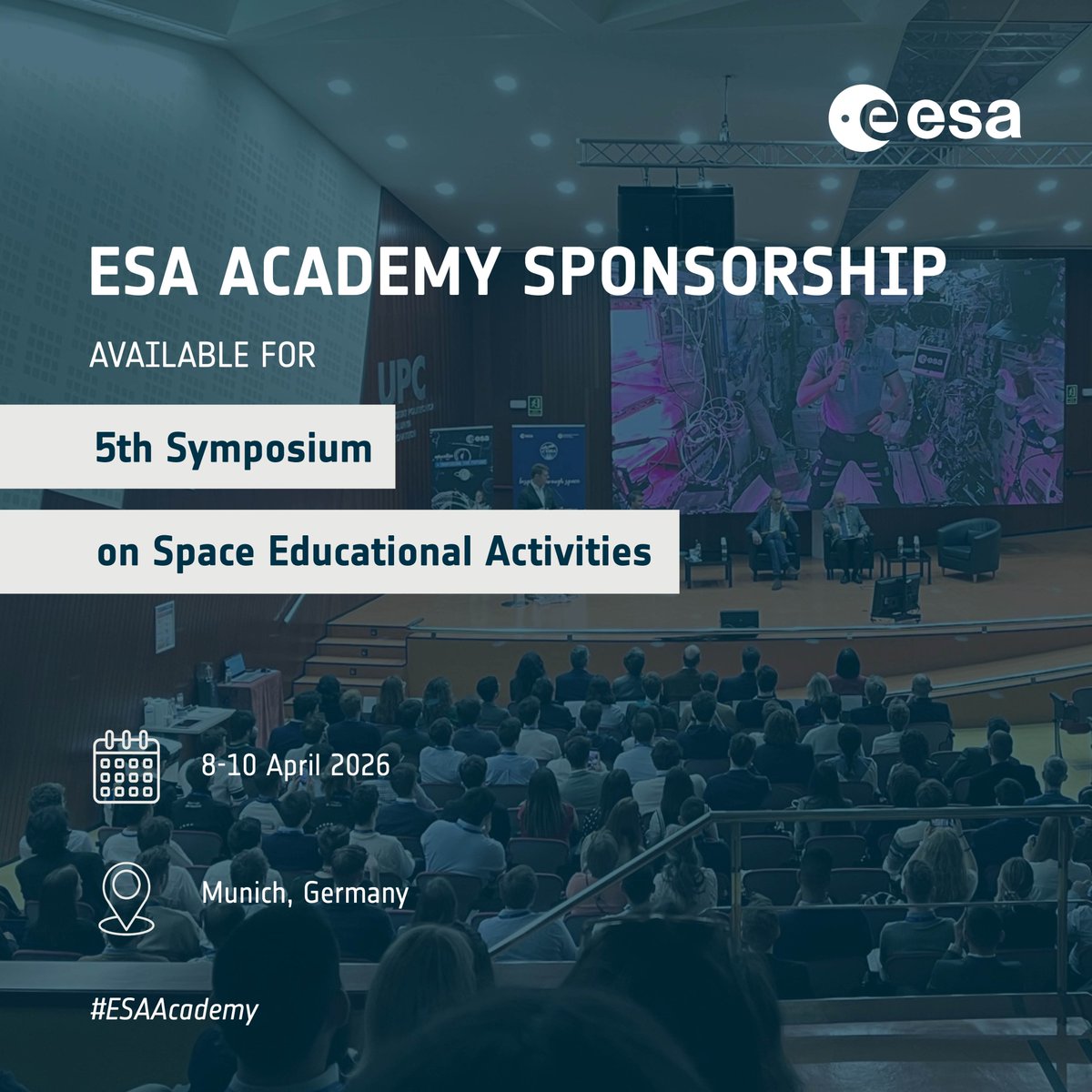 ESA__Education's tweet photo. 🎓 #ESAEducation scholarships available for 5th Symposium on Space Educational Activities! 🌍✨
We are happy to sponsor up to 20 tertiary students to attend #SSEA26 under the #ESAAcademy Conference Student Sponsorship Programme.
👉 Learn more and apply now: https://t.co/vW2VtSHPMo
Don’t miss this chance to join the conversation shaping the future of space education! 🚀