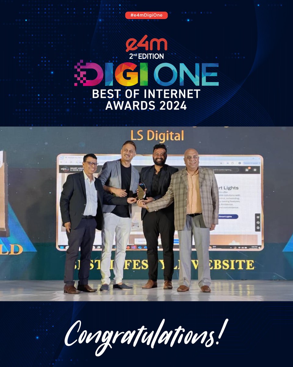 e4mevents's tweet image. The #DigiOneAwards celebrate innovation and creativity in digital media. Congratulations to the winners for their outstanding work shaping India’s digital future!  

Category : Best Lifestyle Website
Winners: @LSdigitalGroup , @LSdigitalGroup 

#DigitalExcellence