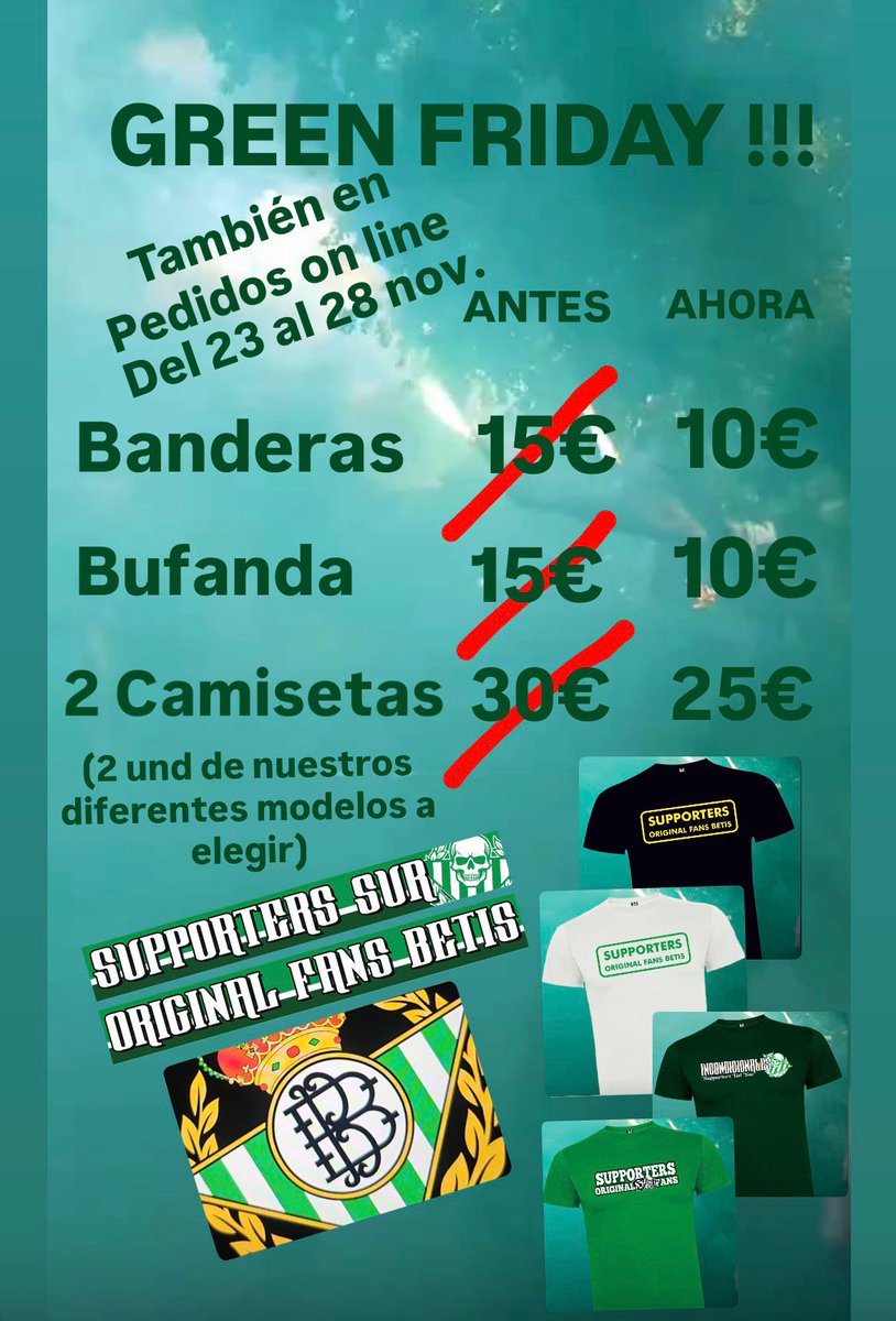 Este domingo en nuestro punto de venta habitual disfruta de nuestro GREEN FRIDAY. 
También disponible para pedidos online. 
Solo hasta el 28 de noviembre.