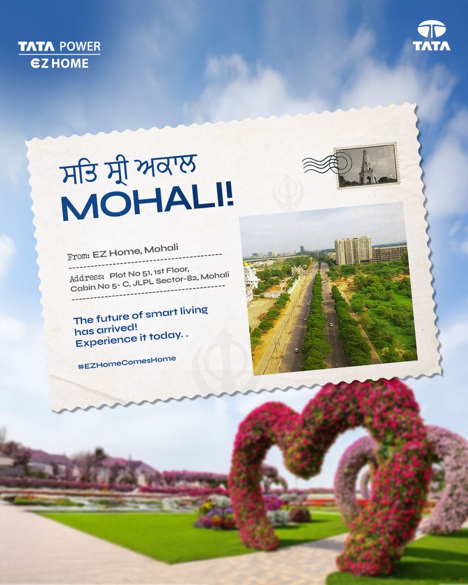 TataPower's tweet image. Sat Sri Akal, Mohali! We&apos;re thrilled to announce the launch of EZ Home in your city! 

Experience smart living like never before with live demos, expert tips, and all the tools you need to elevate your home. The Power is in your hands! 

Come celebrate with us and see how easy it…