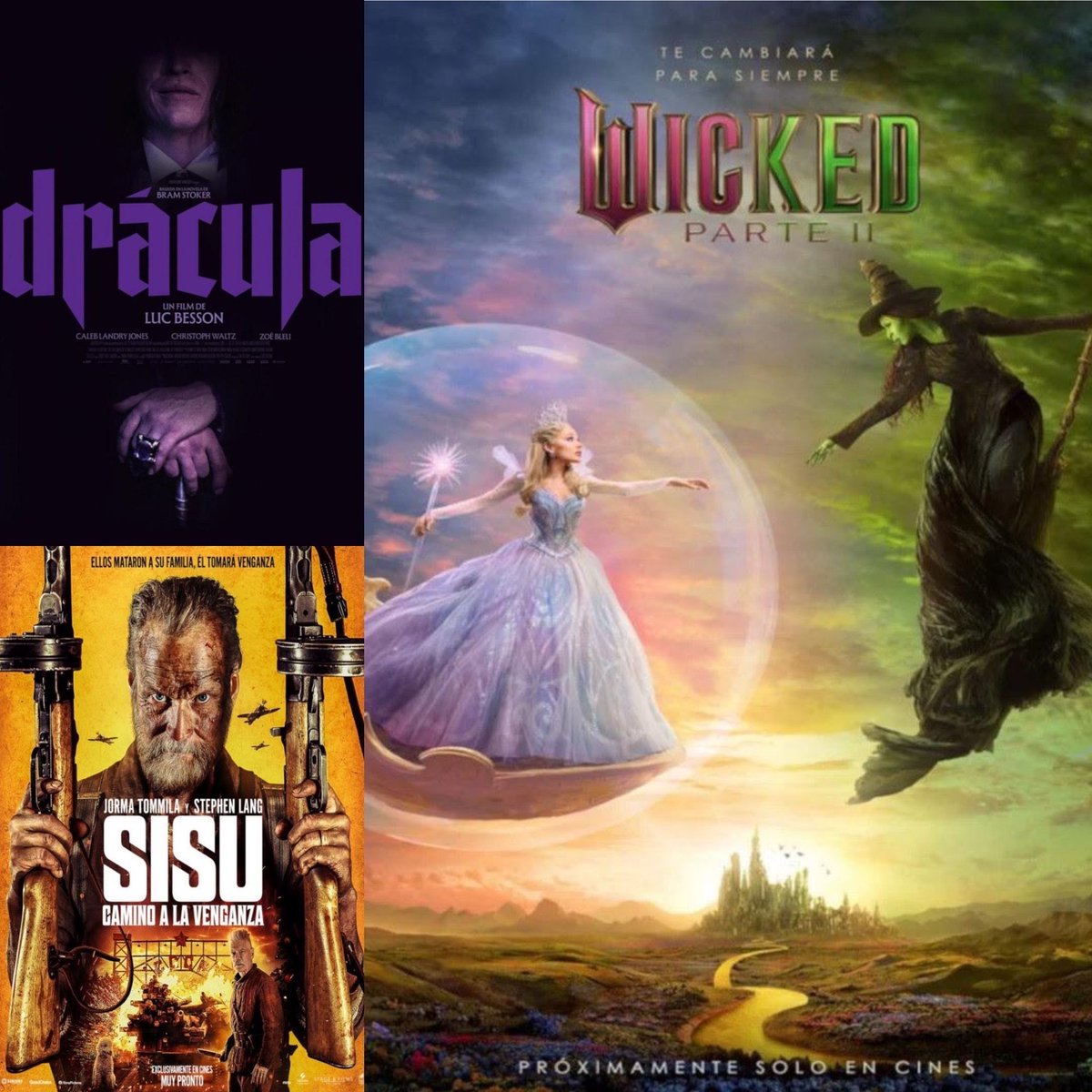 MulticinesTf's tweet image. 🎬 ¡Lo que viene al cine te va a encantar… o aterrar! 😈✨

✨ WICKED: PARTE II

🩸 DRÁCULA

🔥 SISU: CAMINO A LA VENGANZA

🍿 ¿Cuál verás primero?