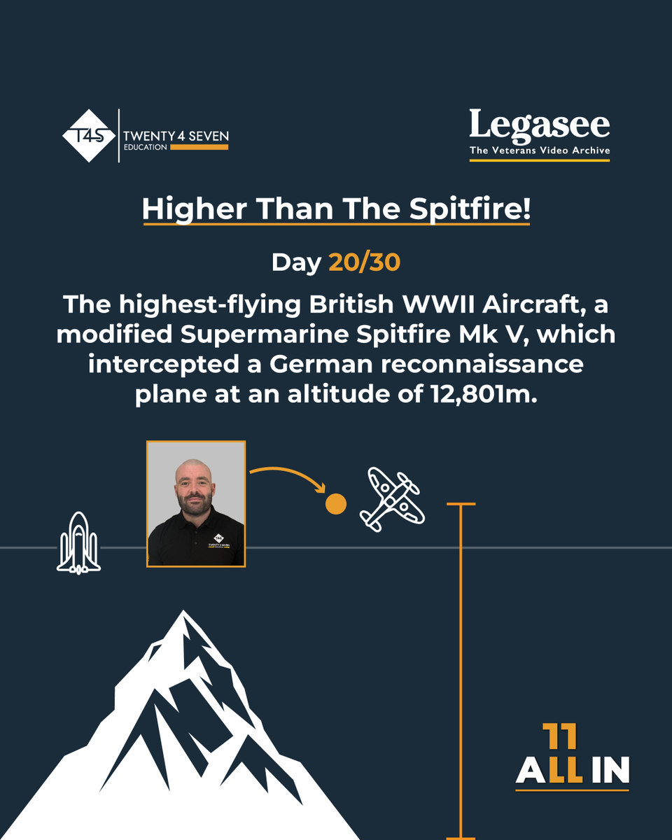 James is higher than the Spitfire! Now 20 days into his 30 day challenge!

All in support of <a href="/Legasee_Archive/">Legasee</a> as part of our “Eleven All In” campaign.

If you'd like to donate, visit - wonderful.org/fundraisers/RL… 

To learn more Legasee, visit - twenty4seveneducation.com/legasee

#11AllIn