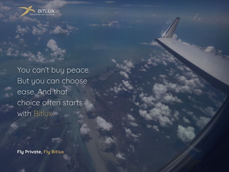 With Bitlux, travel becomes something softer — a pause between worlds.
No rush. No noise. Just calm, comfort, and quiet skies.

#Travel #PrivateJet #JetLife #Wanderlust #PeaceOfMind #Calm #TravelGoals #Aviation #Success #QuietTime