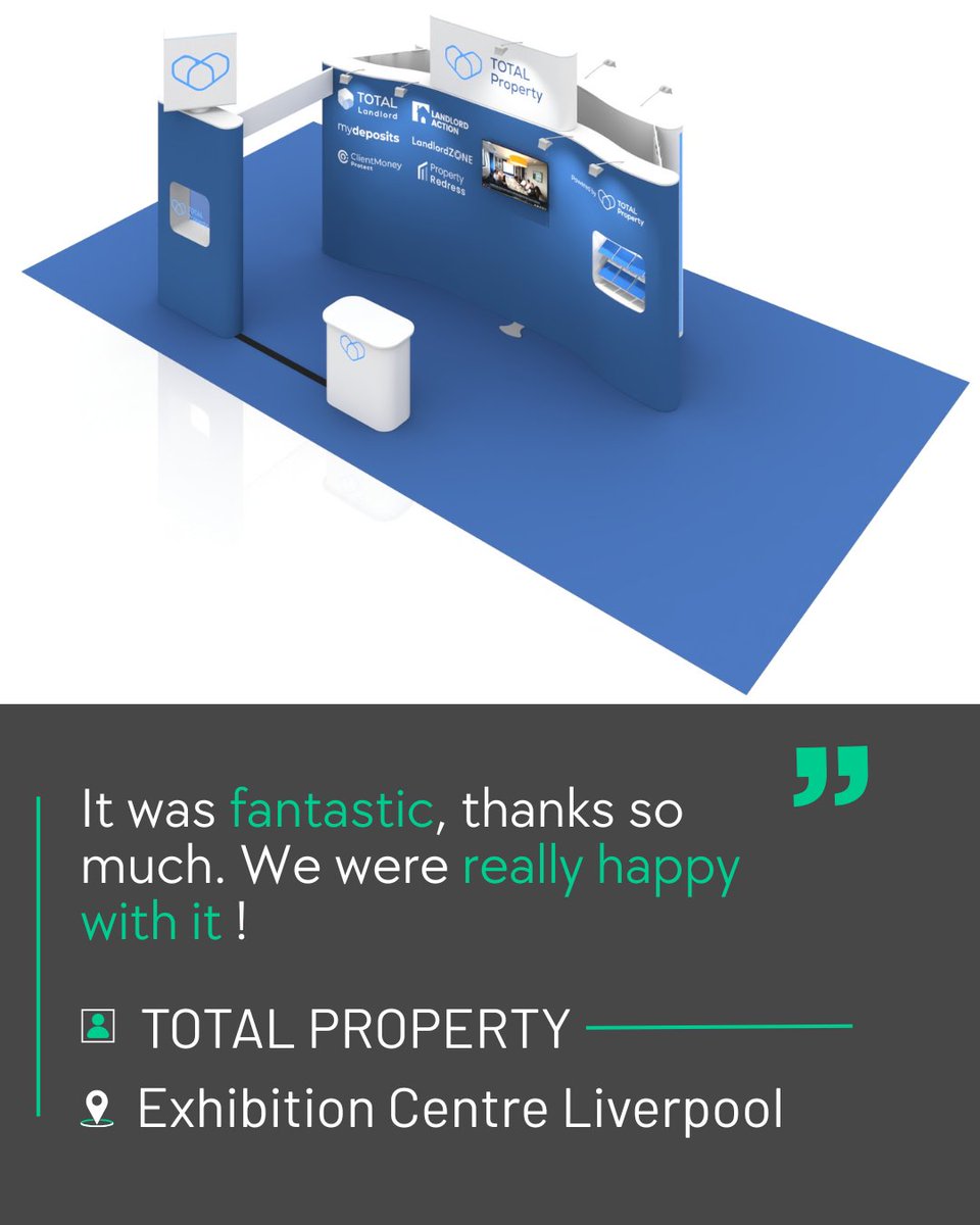 Quadrant2Design's tweet image. A review from our client Total Property about their Quadrant2Design custom-modualr exhibition stand.

To see more reviews or video reviews from our clietns follow this link - quadrant2design.com/reviews/