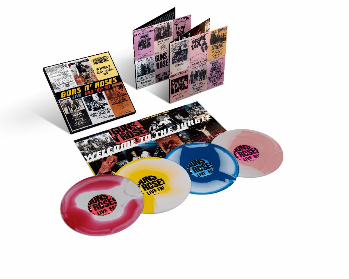UMe/Geffen celebrate the musical legacy of Guns N’ Roses with Guns N’ Roses, Live Era ’87–’93, the definitive vinyl set chronicling the band’s first official live album. Live Era ’87–’93 was recorded around the world between 1987 and 1993 and has been newly remastered from the