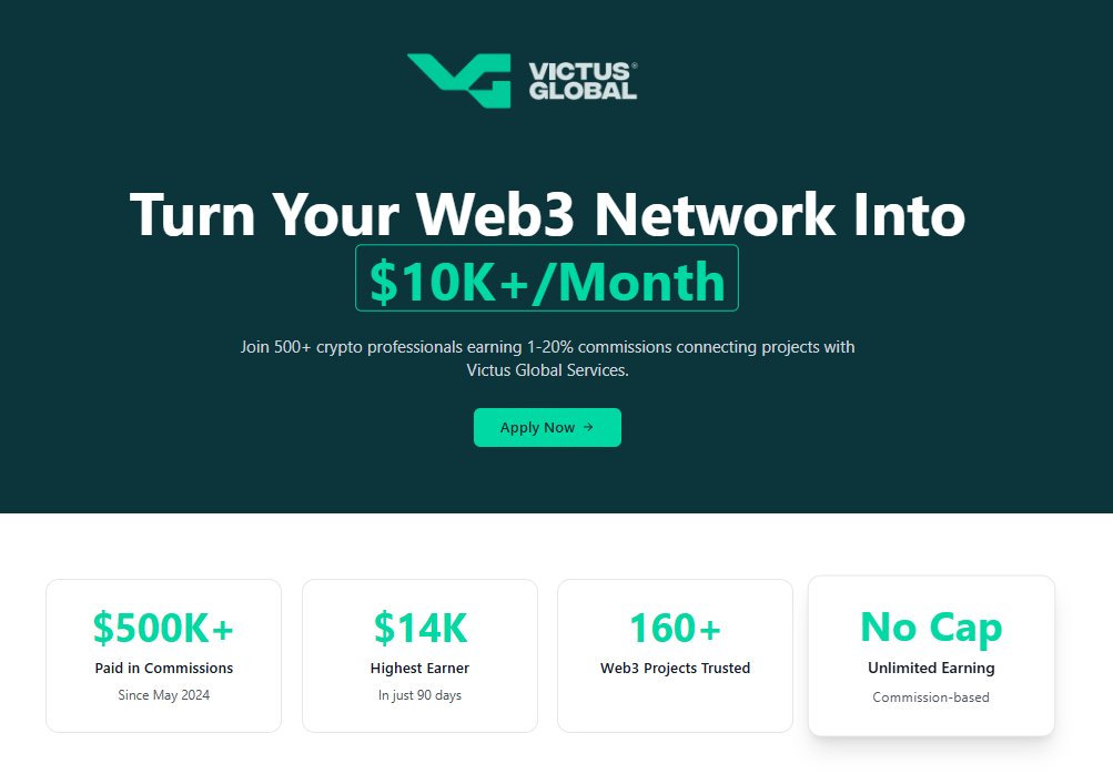 MoisesWeb3's tweet image. 🤝Latinoamérica, Estamos contratando!

@Victusglobal abre las puertas en la región.

Candidato ideal: Web3 Business Dev/CEX Listing managers.

$500K USDT pagados en comisiones entre 2024-2025! 

👉Aplica ya: victusglobalapplicant.com…