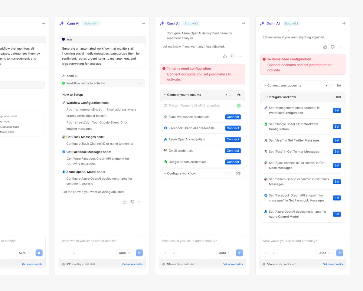 timothymaarv's tweet image. Complete flow for generating workflows with AI ✨