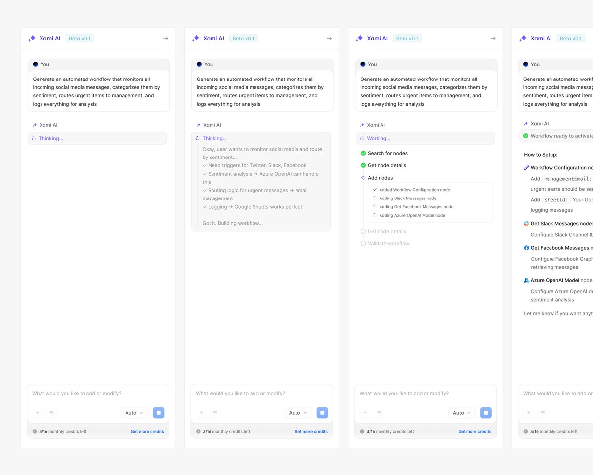 timothymaarv's tweet image. Complete flow for generating workflows with AI ✨