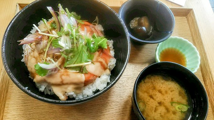 というわけでビワマス丼を食べてきた
うまい これはうまい

小鮎の天丼もうまかったがこちらも最高だ 