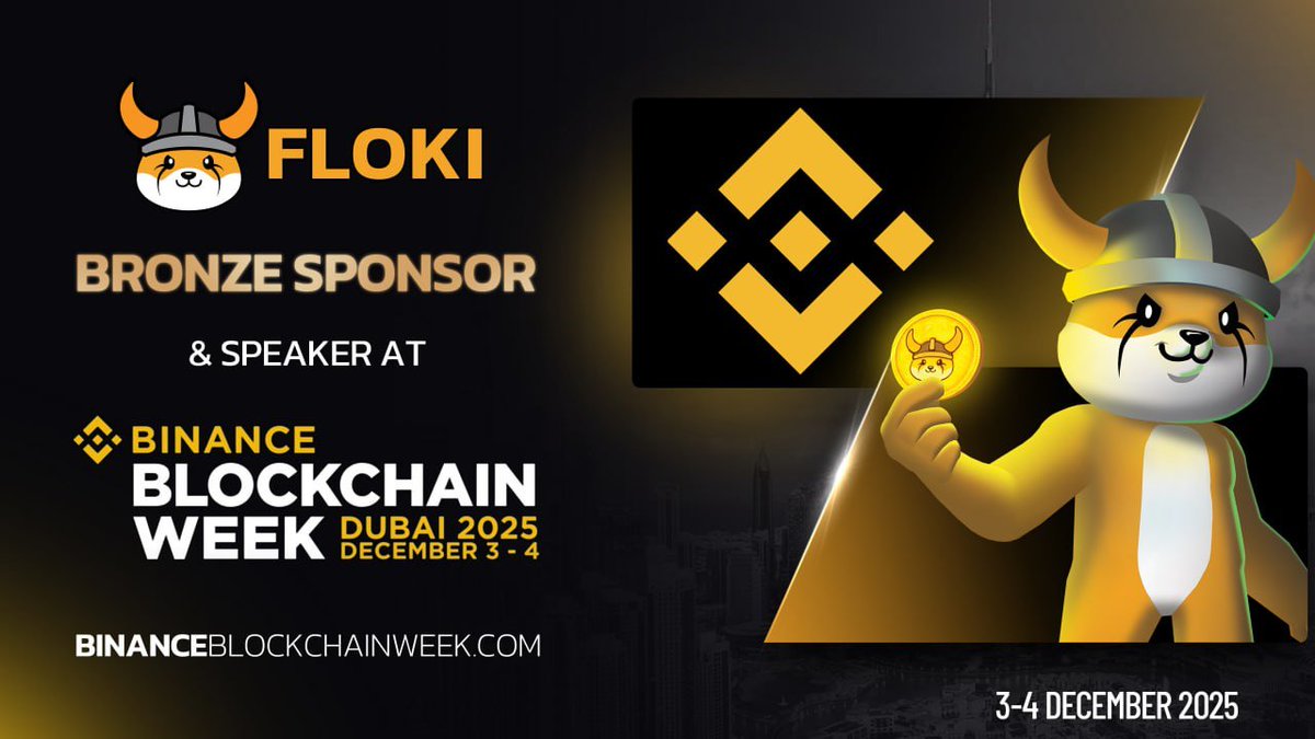 FLOKI's tweet image. FLOKI IS COMING TO BINANCE BLOCKCHAIN WEEK 2025 IN DUBAI (DEC 3–4)!

We&apos;re excited to announce that Floki is officially a Bronze Sponsor at this year&apos;s Binance Blockchain Week. BBW is one of the biggest global crypto conferences, attracting thousands of industry leaders, with…