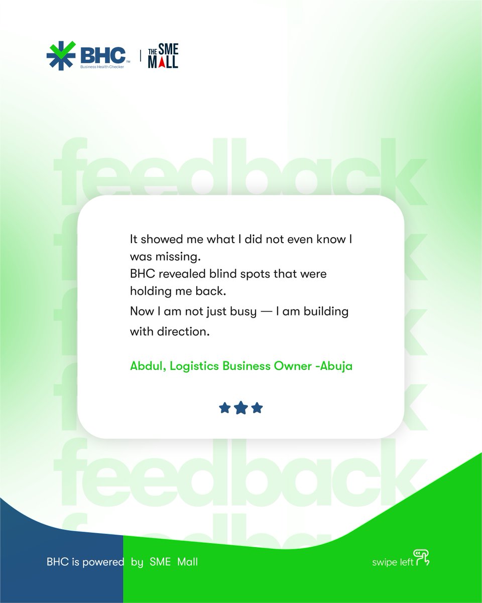 THESMEMALLL's tweet photo. SMEs using the Business Health Checker keep saying it brings real clarity. Better decisions for founders, better visibility for partners. 

Try it today at https://t.co/iCC7e4Ooqa

#bhc
#thesmemall 
#SMENigeria
#BusinessInsights
#InvestInSMEs https://t.co/BYpdxm8Uto