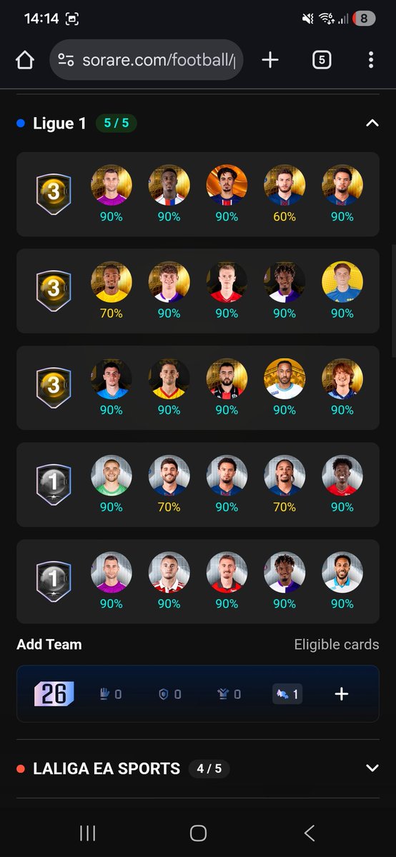 TradingMethodz's tweet image. Im Starting to gain quite a gallery on @Sorare 

Nearly at a point where im content with my lineups now! 

But what is next when I am finally happy .. go into rare ? 😂