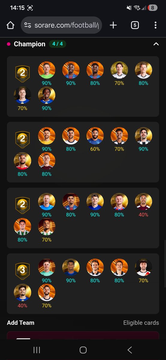 TradingMethodz's tweet image. Im Starting to gain quite a gallery on @Sorare 

Nearly at a point where im content with my lineups now! 

But what is next when I am finally happy .. go into rare ? 😂