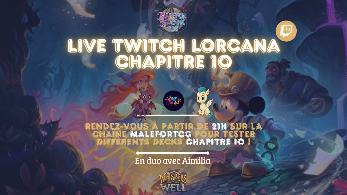 MaleforTCG's tweet photo. Ce soir en live !   

On continue nos tests. @Aimiliia_  donne une pièce pour le rouge violet ! C'est son style de jeu. On va donner de la force ! ➡️ https://t.co/p4pnUBjo5X

@DisneyLorcanaFR
@RavensburgerNA https://t.co/mARQJwUbMB