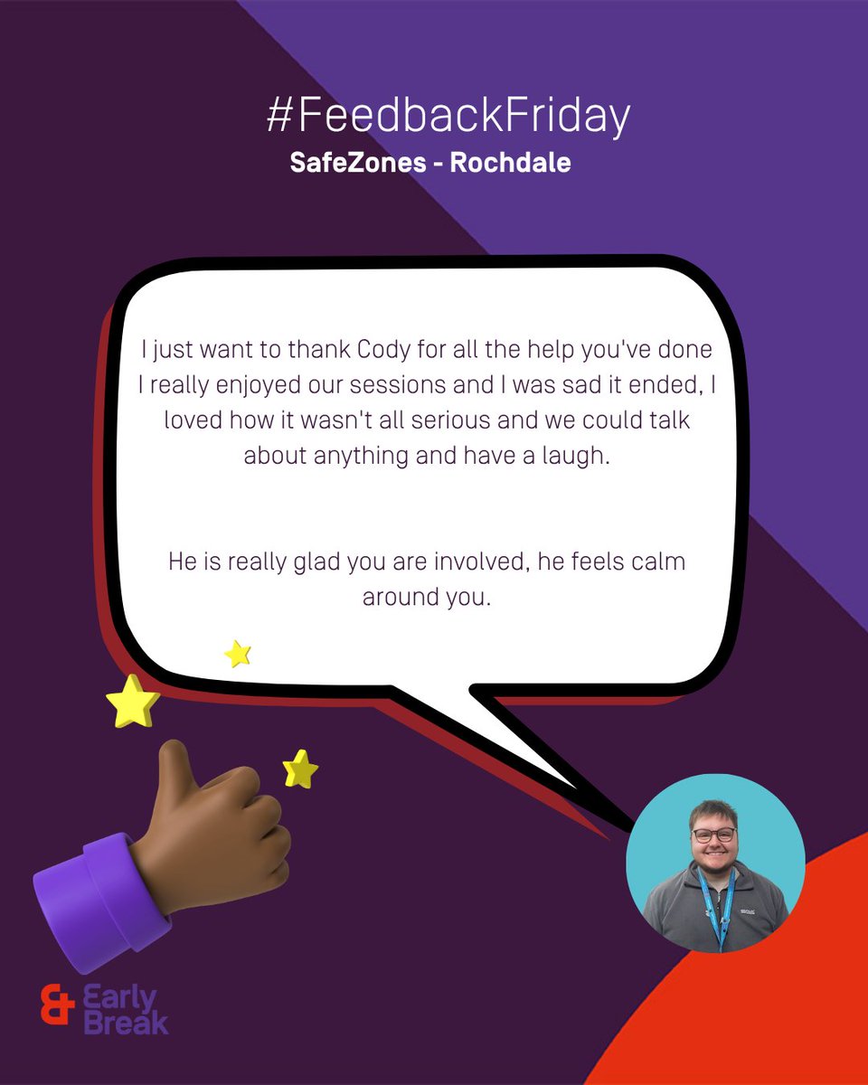 EarlyBreakUK's tweet image. Feedback Friday is here for Rochdale! 

We love hearing about the amazing work our staff are doing! 

#FeedbackFriday #EarlyBreak