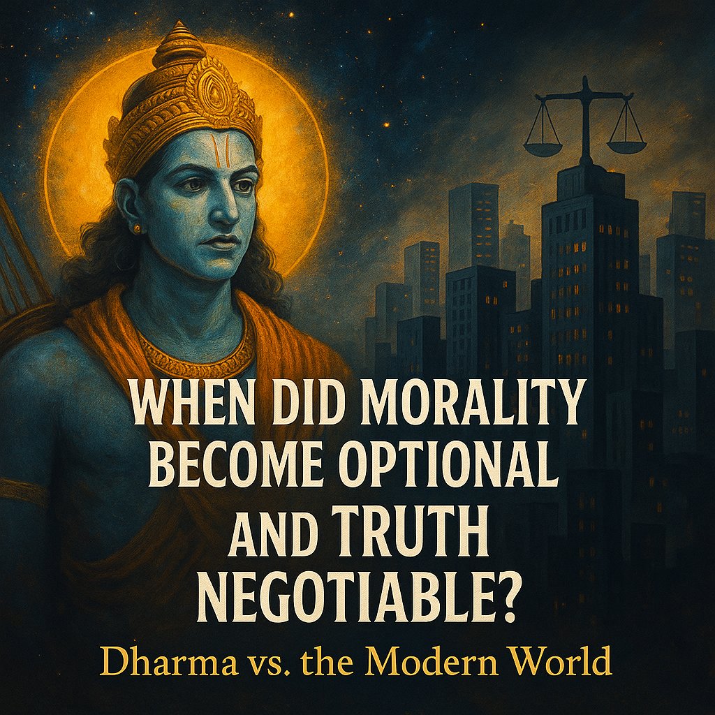 NitinSwaro7881's tweet photo. THE LOST DHARMA — When Morality Became Optional & Truth Became Negotiable

Somewhere along the way, Dharma died quietly.
Truth became negotiable.
Morality became optional.
And convenience replaced integrity.............
 
 For more details: https://t.co/xGtKG7B45F
Author Page- https://t.co/6sfRLBiQ6r