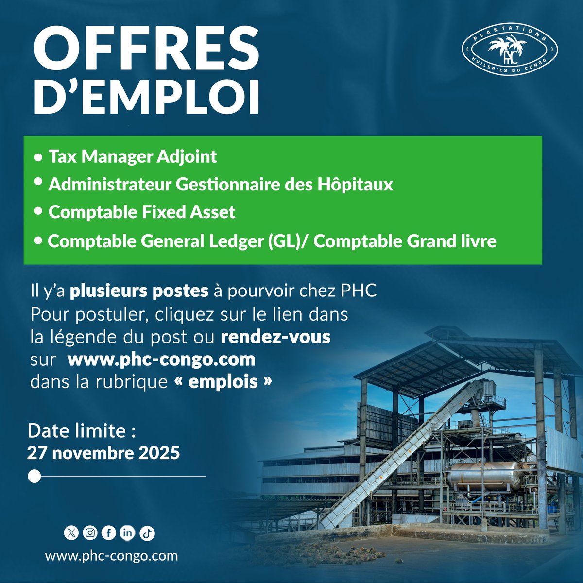 PHC_RDC's tweet image. 𝗢𝗳𝗳𝗿𝗲 𝗱&apos;𝗲𝗺𝗽𝗹𝗼𝗶
Vous pouvez être le prochain à rejoindre notre équipe. Postulez à l&apos;une de ces offres disponibles chez PHC sur ce lien : phc-congo.com/carrieres/

#PHC #emploi #RDC #Job
