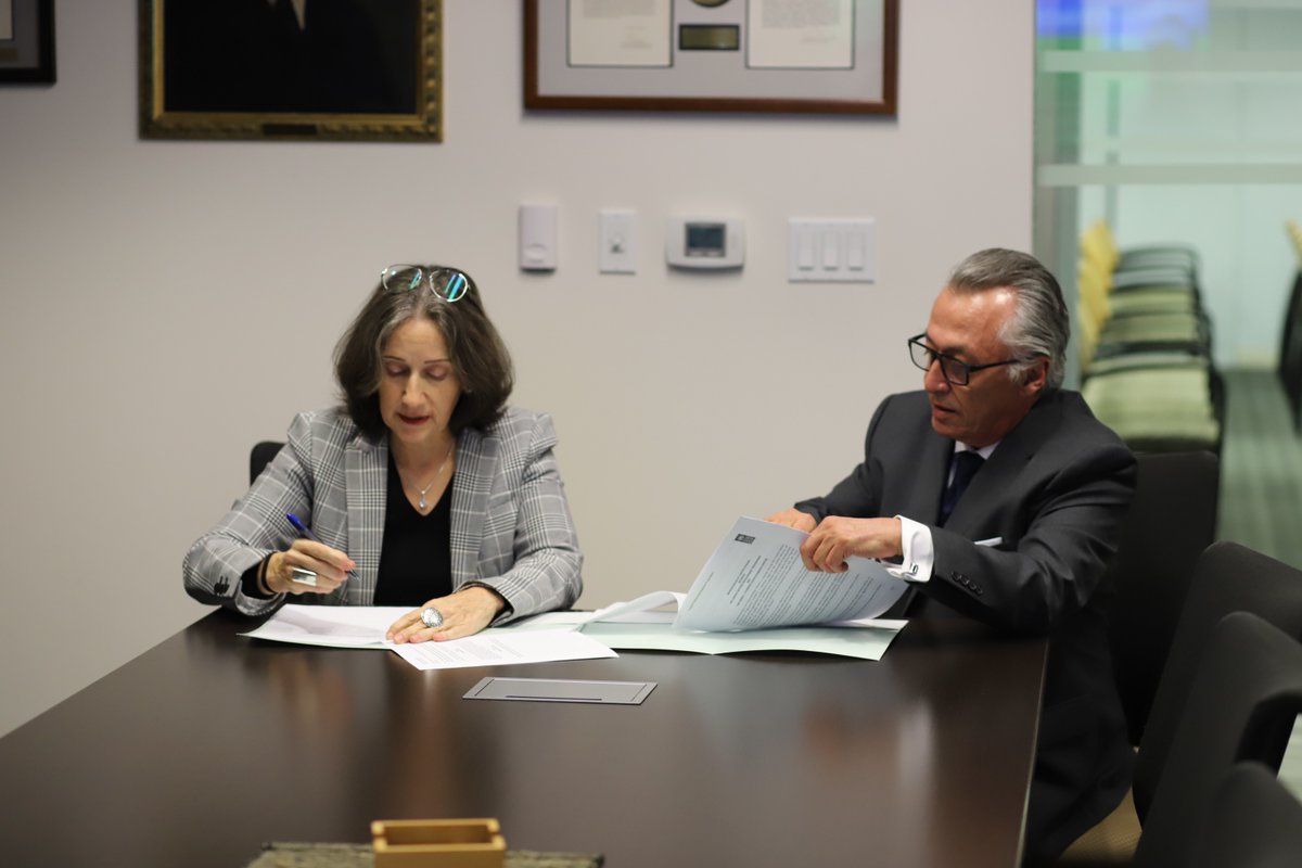 StimsonCenter's tweet image. 📸 North Africa Program Director @HafedAlGhwell and #UNDP Deputy Asst Administrator Marina Walter sign an MOU expanding cooperation on research, analysis, and dialogue on issues facing the North Africa and Sahel regions.
