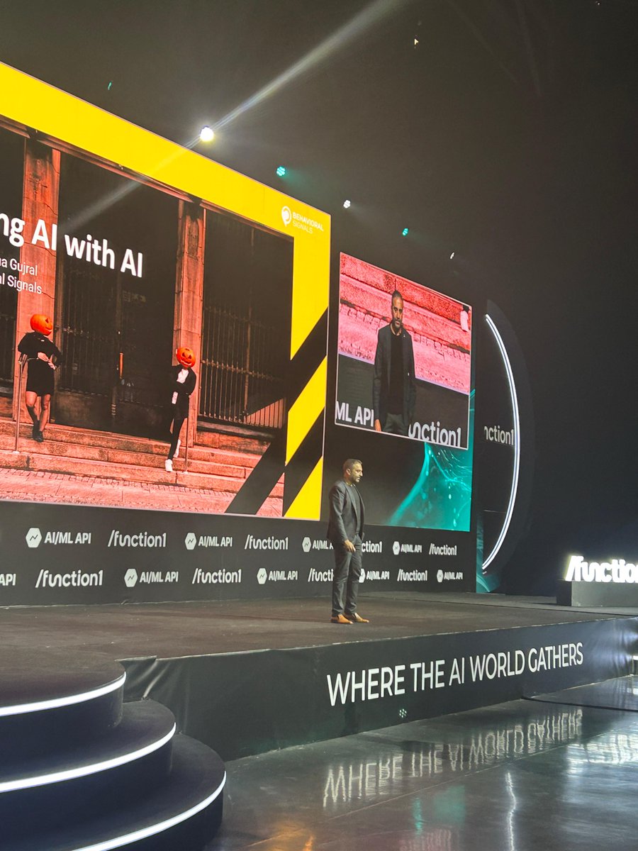 behaviorsignals's tweet photo. Our CEO, @RanaGujral, kicked off the #function1 Conference &amp; Exhibition with an Opening Keynote! 

Through #deepfake voice detection &amp; advanced Behavioral Profiling, Rana demonstrated how cutting-edge technology can expose subtle signals that betray manipulated content. https://t.co/dPoRNuNXvV