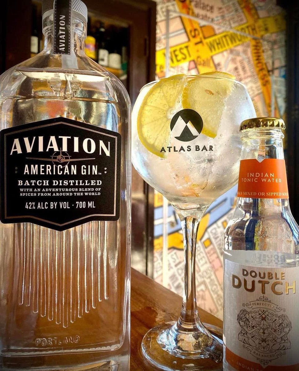 G I N  O F  T H E  W E E K 🍸

It's Friday, so it's time for a NEW #offer.

<a href="/AviationGin/">Aviation American Gin ✈️🍸</a> &amp; <a href="/DoubleDutchMix/">Double Dutch Drinks</a> #tonic. Special price for one week only, £5 singles &amp; £7 doubles <a href="/TheAtlasBar/">Atlas Bar</a> 

The perfect #gin combination to give you that #FridayFeeling  #Manchester 🎉 #TGIF
