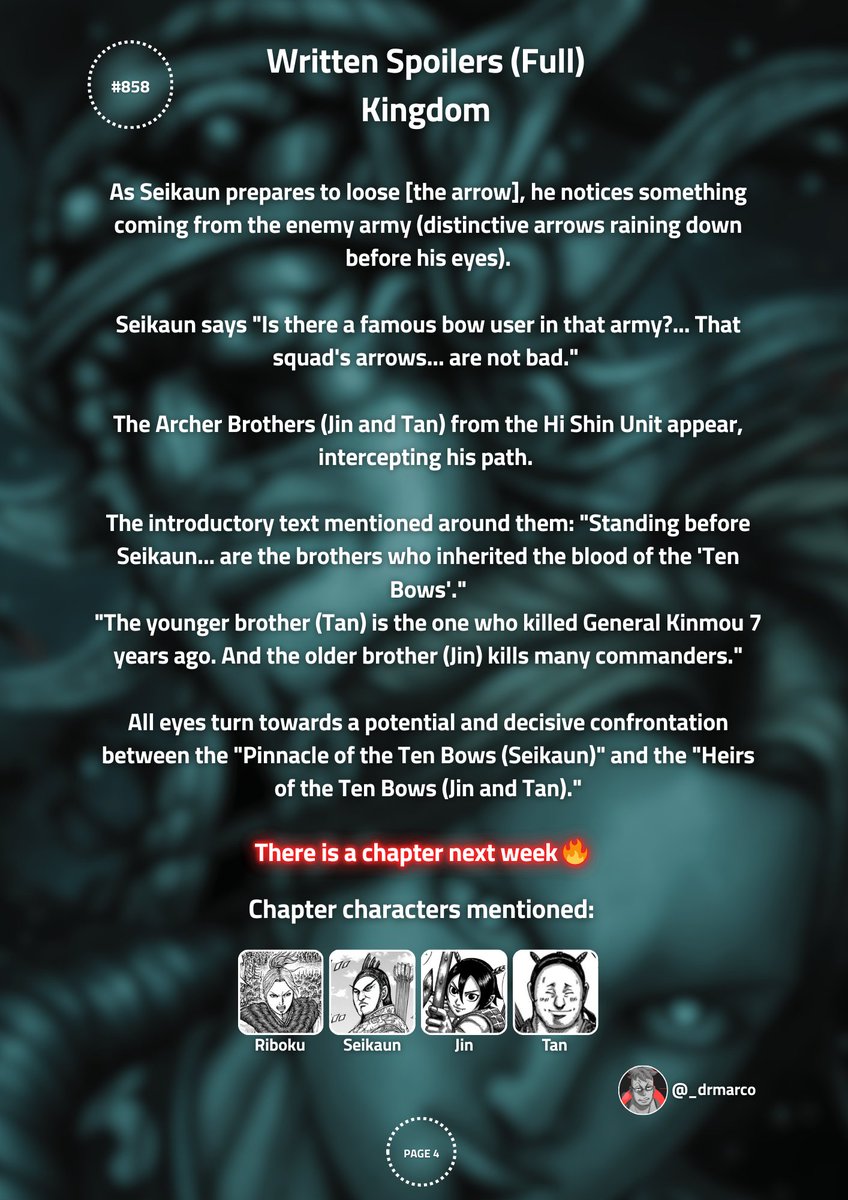_drmarco's tweet photo. @Whoswho_13 I translated the text from Arabic to English for you.🙏
I might also translate all upcoming chapters into English
Maybe🙌
#Kingdomspoiler || #Kingdom858
Written Spoilers (Full) Kingdom Chapter #858 https://t.co/AmkOAzz8Ss