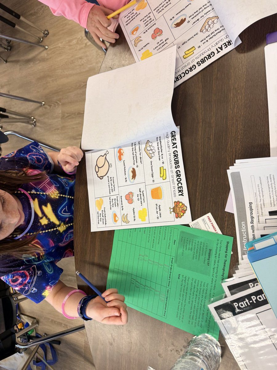 MrsJohnsonMST's tweet photo. Today @MSTMAGNET 3rd graders used all the skills we’ve been learning in math this year to plan a budget friendly Thanksgiving dinner! It’s so fun to see them multiply, add, divide, and compare prices in real world situations! @lauren_bolack #risddreambig https://t.co/kpSfKnJvif