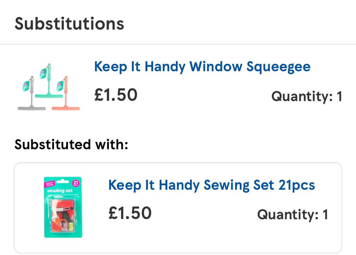 Thought we’d try out <a href="/Tesco/">Tesco</a> home deliveries as we’ve had issues with <a href="/asda/">Asda</a> for the past 18 months. But at least Asda don’t think this is a suitable substitute for something they can’t provide…. <a href="/MartinSLewis/">Martin Lewis</a> <a href="/WhichUK/">Which?</a>