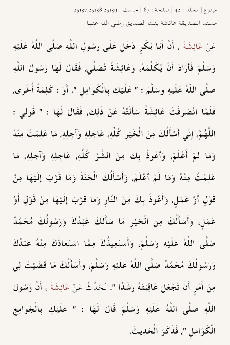 الجوامعُ الكوامل التي علَّمها النبي ﷺ أُمَّنا عائشة -رضي الله عنها- 🤎