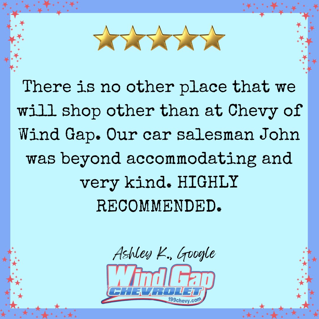WindGapChevy's tweet photo. Thank you, Ashley. We’re pleased to know our team provided you with a positive experience. Your recommendation means a lot, and we look forward to assisting you again. https://t.co/qECCuEUYcY