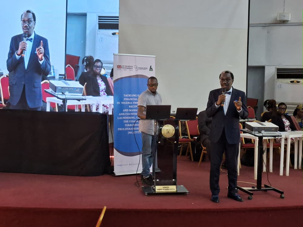 Africenterdev's tweet image. LIVE at the @NigerianLawSch, Bwari!

Over 1,000 aspiring lawyers are taking part in today’s AML/CFT &amp;amp; ethics workshop led by the @Africenterdev &amp;amp; @NigerianCt72462, with more campuses joining virtually.
#AML #CFT #StopMoneyLaundering #EthicsAndCompliance #StrengtheningCompliance