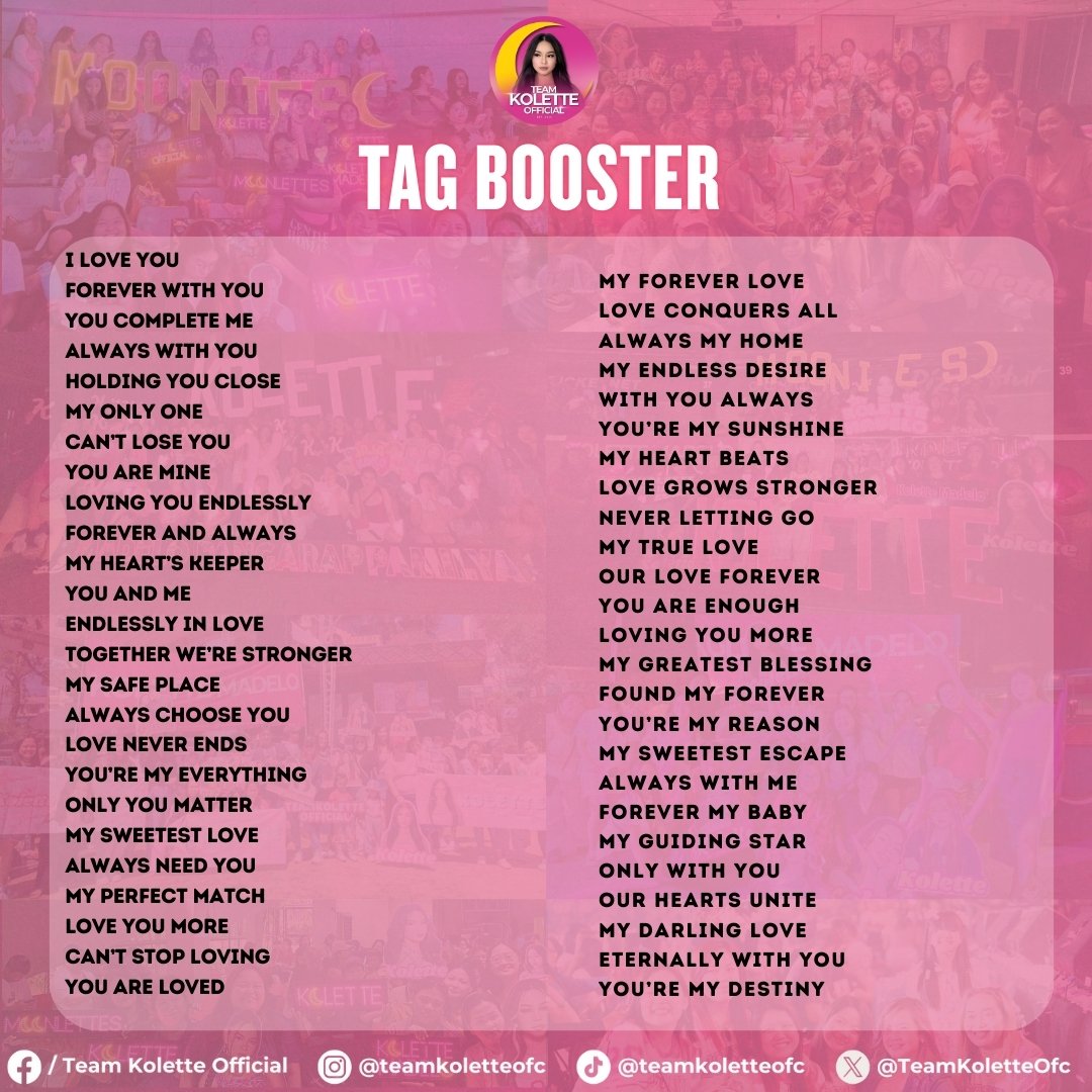 TeamKoletteOfc's tweet image. Dropping tag booster! 
Let&apos;s go MoonLettes! 

KOLETTE SA KALIMUDAN