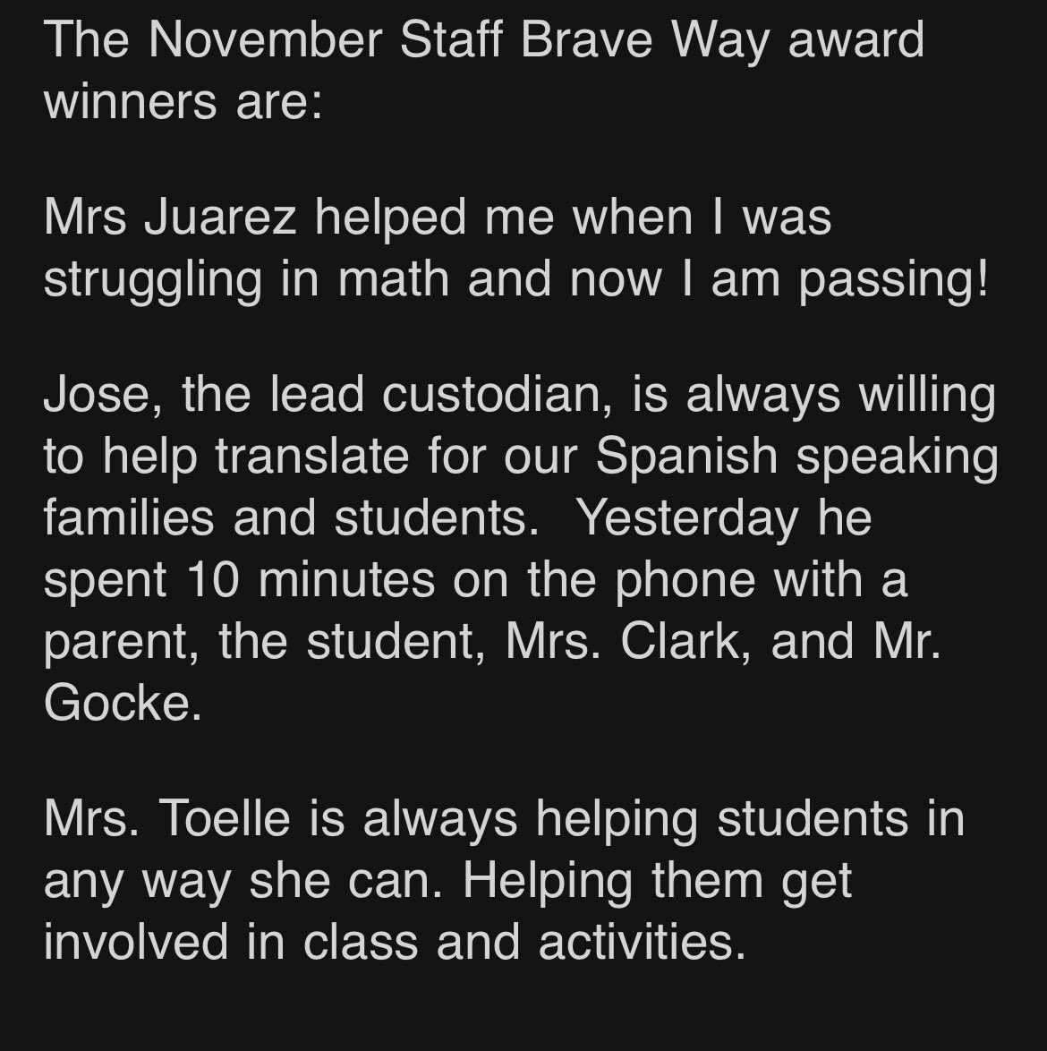 missionbraves's tweet photo. Our students are #thankful for these #Braveway teachers/staff.
#BeBrave #EveryDayMatters https://t.co/fHaRoBPbzO