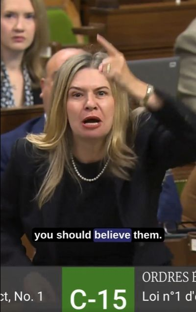 mynamesnotgordy's tweet image. CPC MP Stephanie Kusie seen yesterday in Parliament insisting Carney doesn&apos;t love Canada and that she is outraged about the lineup she had to endure at the Tim Hortons drive-thru.