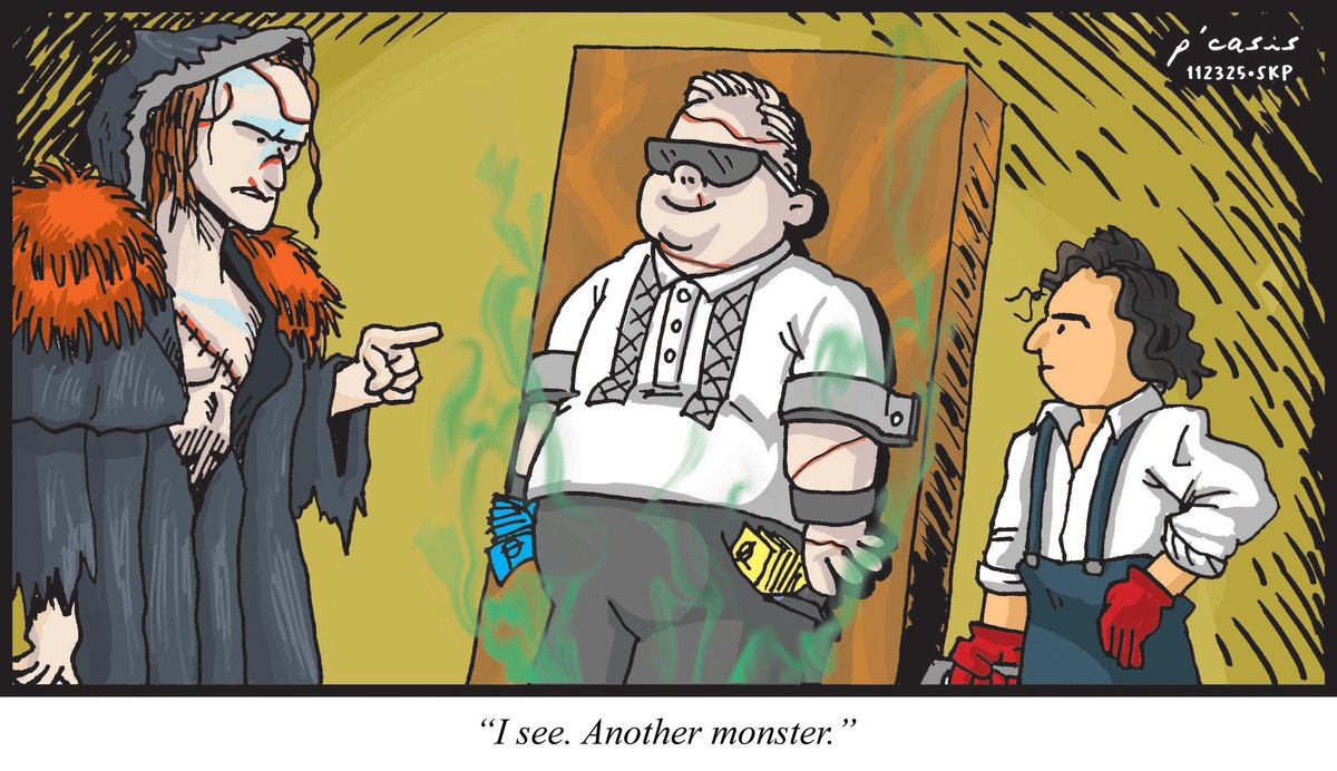 cartoonbypcasis's tweet photo. Wow. Frankenstein is a masterpiece! I especially loved the ending—when Victor makes him a companion—just as monstrous as the original creature.

#potpourri #cartoonbypcasis #pcasis #mbcomics #frankenstein #cartoons #comics #comicstrip #komiks https://t.co/0fBMgIPiMM