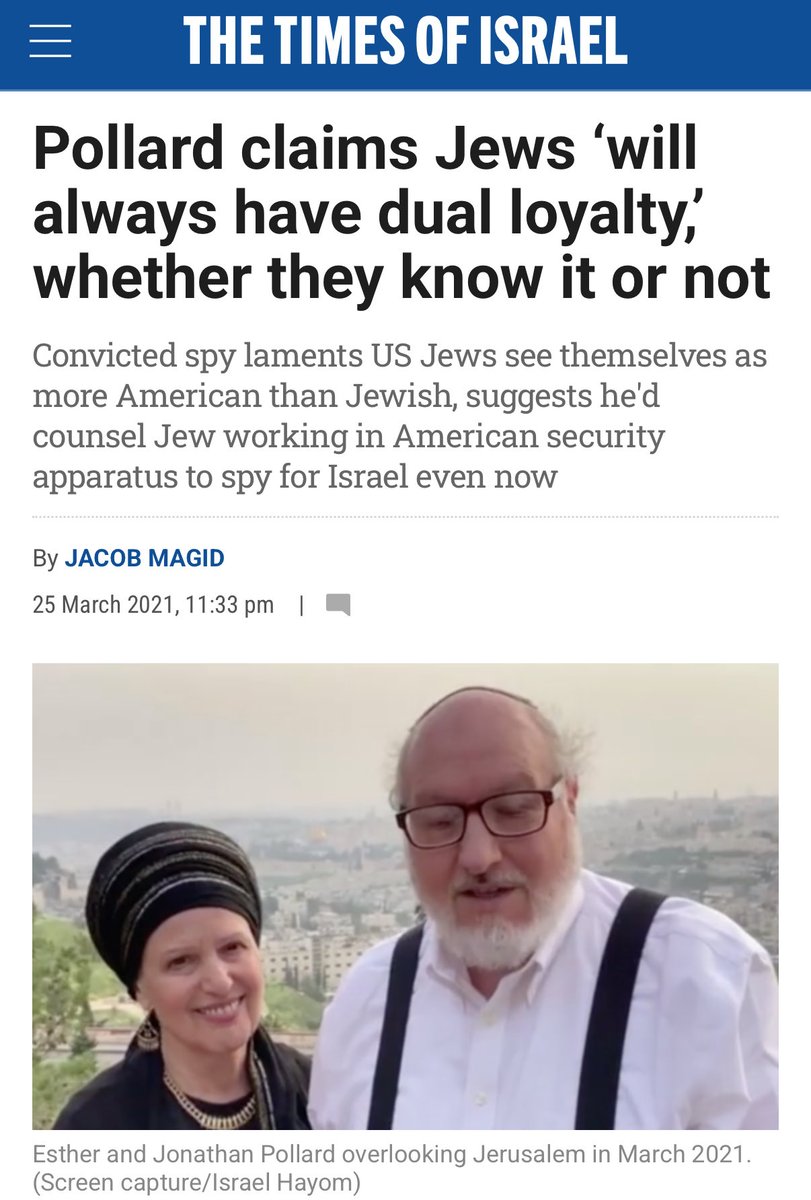 Jonathan Pollard has called for his ethnic group to spy on America for Israel… while both parties pass anti-Semitism speech laws to hinder you from talking about dual loyalty.

What could go wrong?