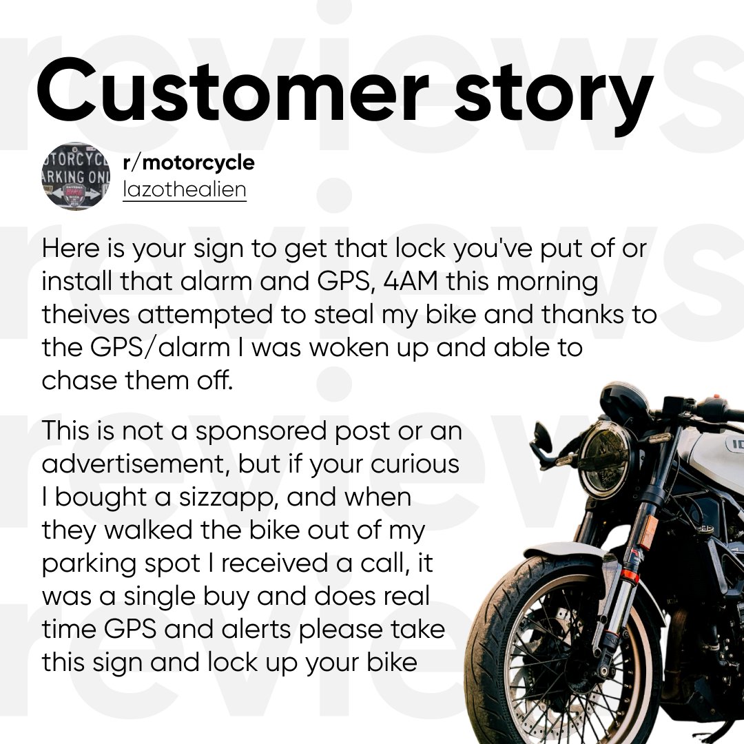 Sizzapp's tweet image. 🔥 Real Story: 4AM motorcycle theft attempt stopped!
Thanks to real-time GPS alerts, a rider chased off thieves before they got away.
One device. One alert. One saved bike. 🏍️
sizzapp.com

#MotorcycleSecurity #BikeTech #Powersports #MotorcycleCommunity #TwoWheels